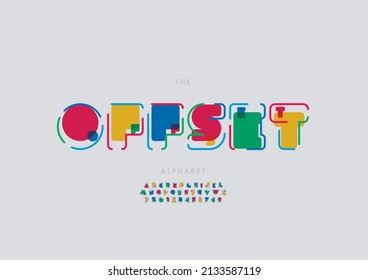 Vector Of Stylized Offset Alphabet And Font