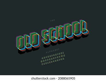 Vector of stylized old school alphabet and font