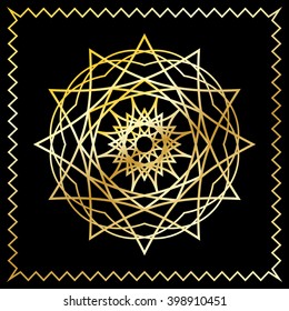 Round Golden Ornament Abstract Geometric Mandala Stock Vector (Royalty ...