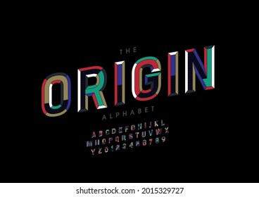 Vector of stylized origin alphabet and font