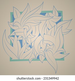 Vector stylized ornament in the shape of leaves, angular pattern.