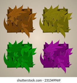 Vector stylized ornament in the shape of leaves, angular pattern.