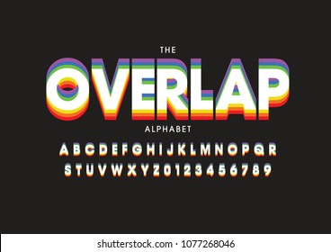 Vector Of Stylized Overlap Font And Alphabet