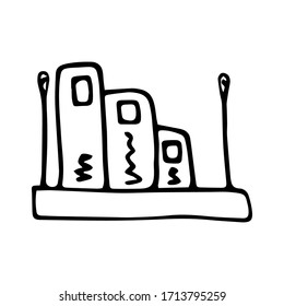 vector stylized painted bookshelf with three books white background