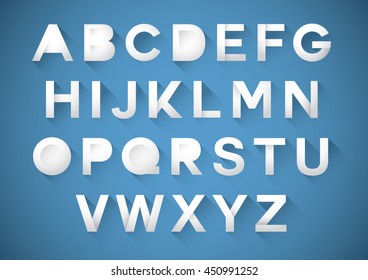 Vector of stylized paper font and alphabet