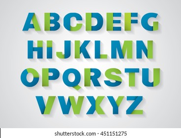Vector of stylized paper font and alphabet