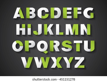 Vector of stylized paper font and alphabet