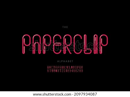 Vector of stylized paperclip alphabet and font