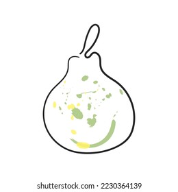 Vector stylized pear. Pear illustration in line art style with decorative spots for decor, print.

