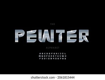 Vector of stylized pewter alphabet and font