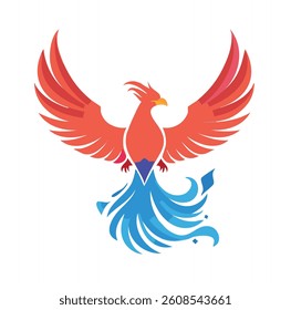 Vector Stylized Phoenix Logo with Vibrant Gradient Colors and Flame like Tail Feathers for Modern Branding