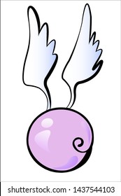 Vector stylized pink shell with white wings on the white background.
