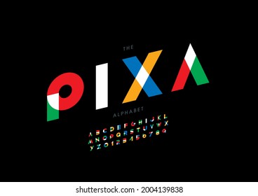 Vector del alfabeto y fuente pixa estilizado