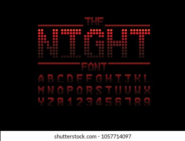 Vector of stylized pixelated font and alphabet