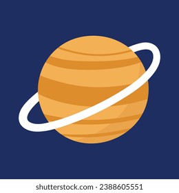 Vector stylized planet saturn isolated cartoon vector image astronomic logo image media glyph icon.