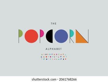 Vector of stylized popcorn alphabet and font