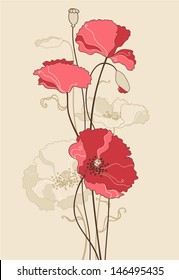 vector stylized poppies.