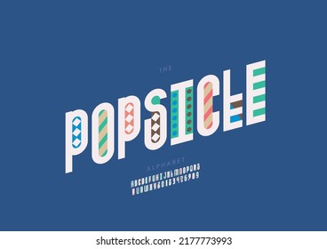 Vector of stylized popsicle alphabet and font