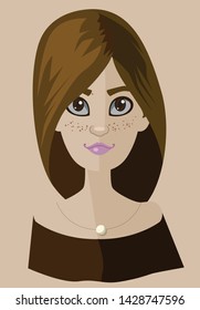 vector stylized portrait of a young girl