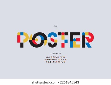 Vector del alfabeto de póster estilizado y fuente