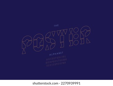 Vector del alfabeto de póster estilizado y fuente