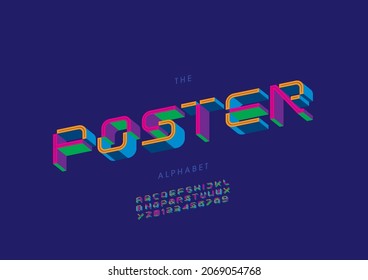 Vektorgrafik des stylisierten Poster-Shuttle-Alphabets und der Schriftart