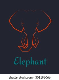 Vector of Stylized and Powerful Elephant Head Icon. Front view, dark theme, strong lines. When small size or far away recognizable and visible very good. Eps 10