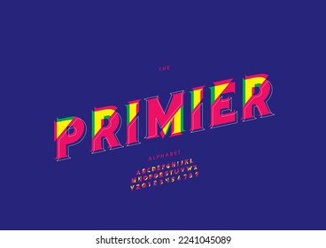 Vector of stylized premier alphabet and font