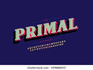 Vector del alfabeto y fuente primarios estilizados