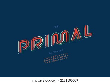 Vector of stylized primal alphabet and font