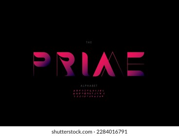 Vector of stylized prime font and alphabet