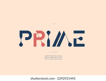 Vector of stylized prime font and alphabet