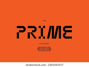 Vector of stylized prime font and alphabet