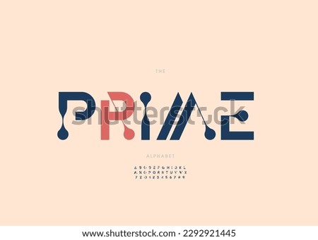 Vector of stylized prime font and alphabet