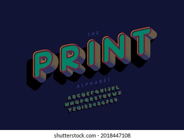 Vector of stylized print alphabet and font