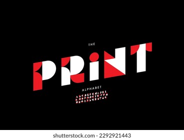 Vector of stylized print font and alphabet