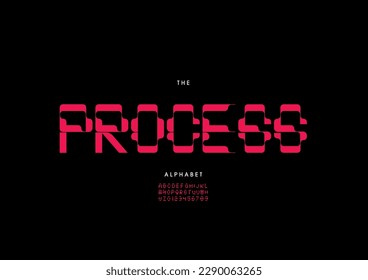 Vector of stylized process font and alphabet