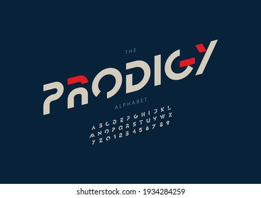Vector del alfabeto prodigio estilizado y fuente