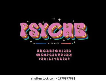 Vektorgrafik von stylisiertem Psyche-Alphabet und Schrift
