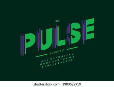 Vector of stylized pulse alphabet and font