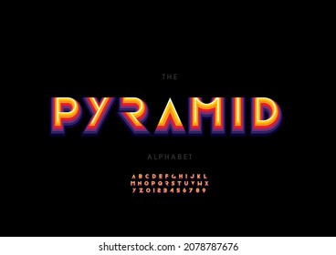 Vector of stylized pyramid alphabet and font