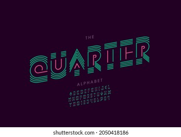 Vektorgrafik des stilisierten Viertelalphabets und der Schriftart