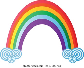 Vector stylized rainbow with clouds. Isolated on transparent background. - Powered by Shutterstock - Get 15% off with code: PIKWIZARD15