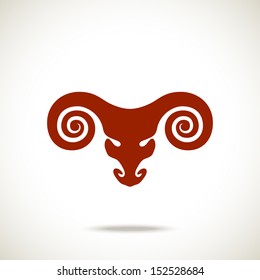 Vector stylized ram head. Abstract simple decorative illustration for print, web. Eps10