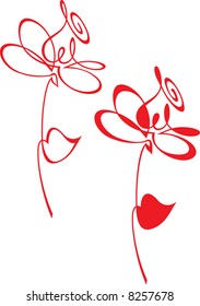 Vector stylized red flower isolated on white