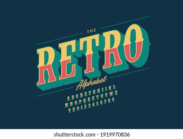 Vector of stylized retro alphabet and font