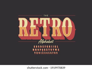 Vector of stylized retro alphabet and font