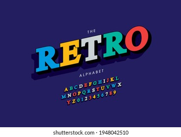 Vector of stylized retro alphabet and font