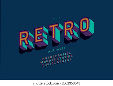 Vector of stylized retro alphabet and font