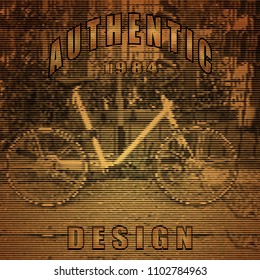 Vector stylized retro bike poster.Authentic linear design